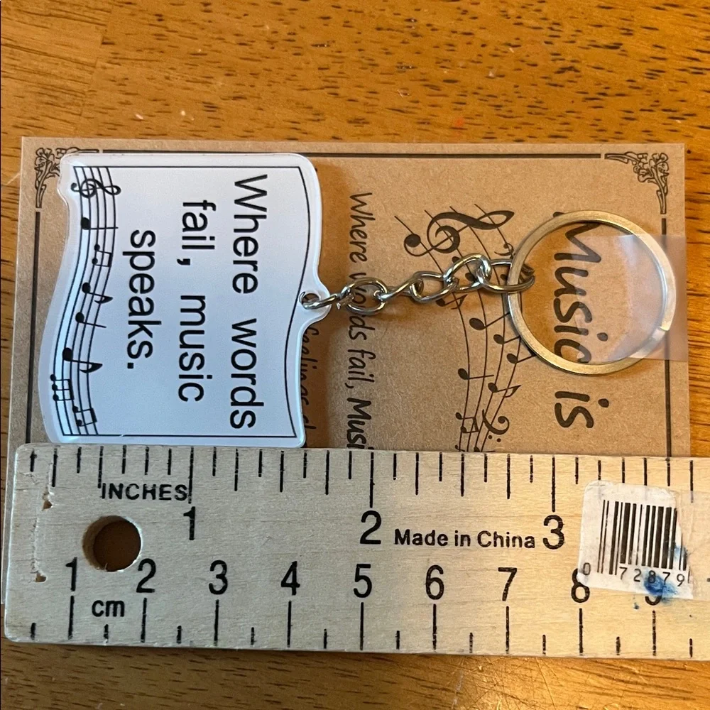 Music Is Life Quote Keychain with Organza Bag and Card